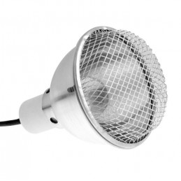 Reptile Systems Ceramic Clamp Lamp Silver MEDIUM 100W. Detachable protective mesh cover included.