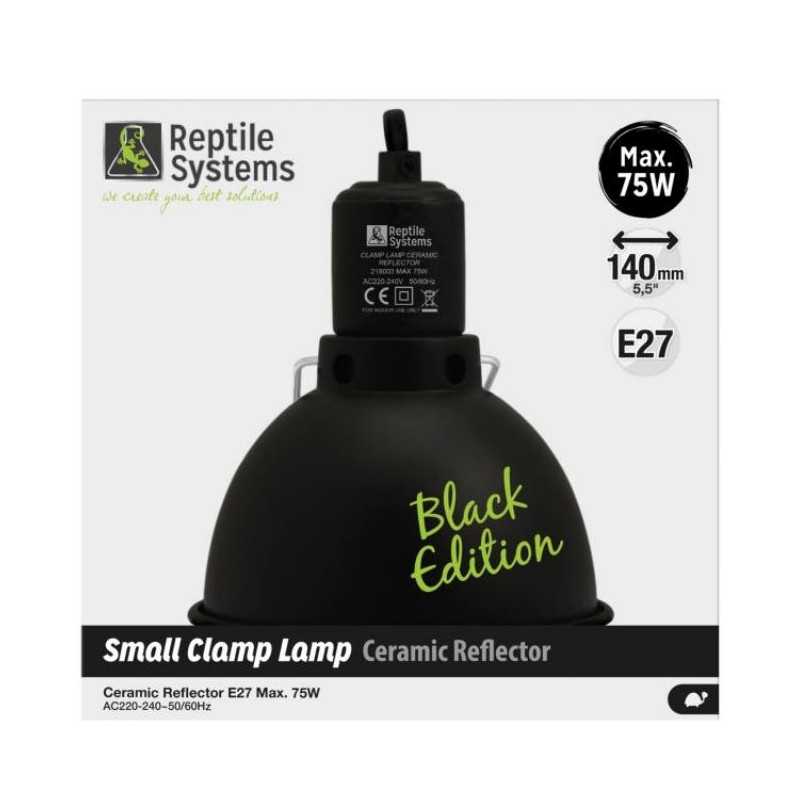 Reptile Systems Ceramic Clamp Lamp Black Edition SMALL 75W - A Lamp Holder and Spun Reflector